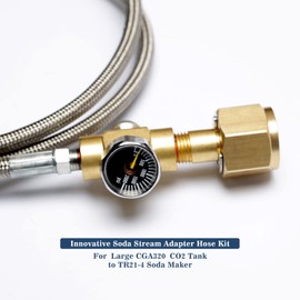 Soda Stream CO2 Cylinder Refill Adapter Hose Kit With Pressure Gauge, 60in CGA320 to TR21-4 Soda Maker Machine CO2 Tank Soda Stream Adapter with Stainless Steel Hose & Exhaust Valve