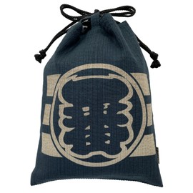 Edo-Ten Shingen Bag, Discharge Pattern, Together Bag, 100% Cotton, Shijira Fabric, Drawstring Bag, Goshuin Book Bag, Inner Pocket, Men's, Women's, 030-04 Edo Character 1 Navy Blue