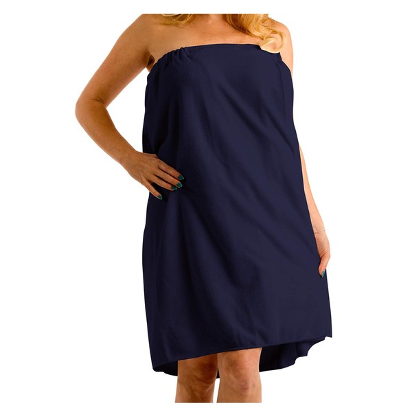 Spa Wrap Towel Cover Up for Women Ladies, Shower, Bath, One Size, Navy