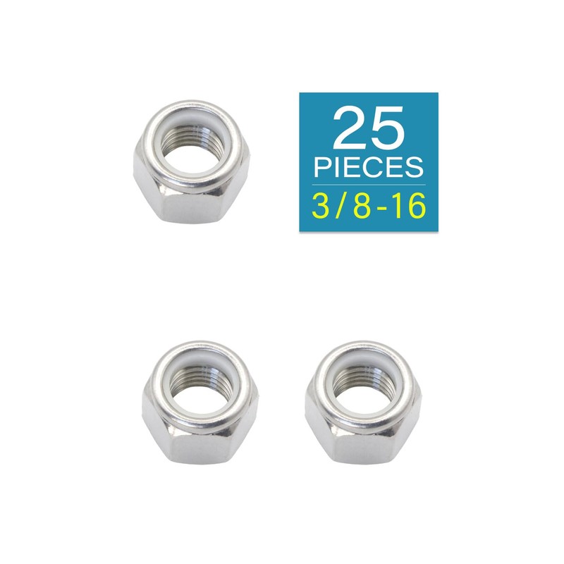 3/8-16 Locknuts - IMScrews 304 Stainless Steel DIN985 Hardware Locknuts