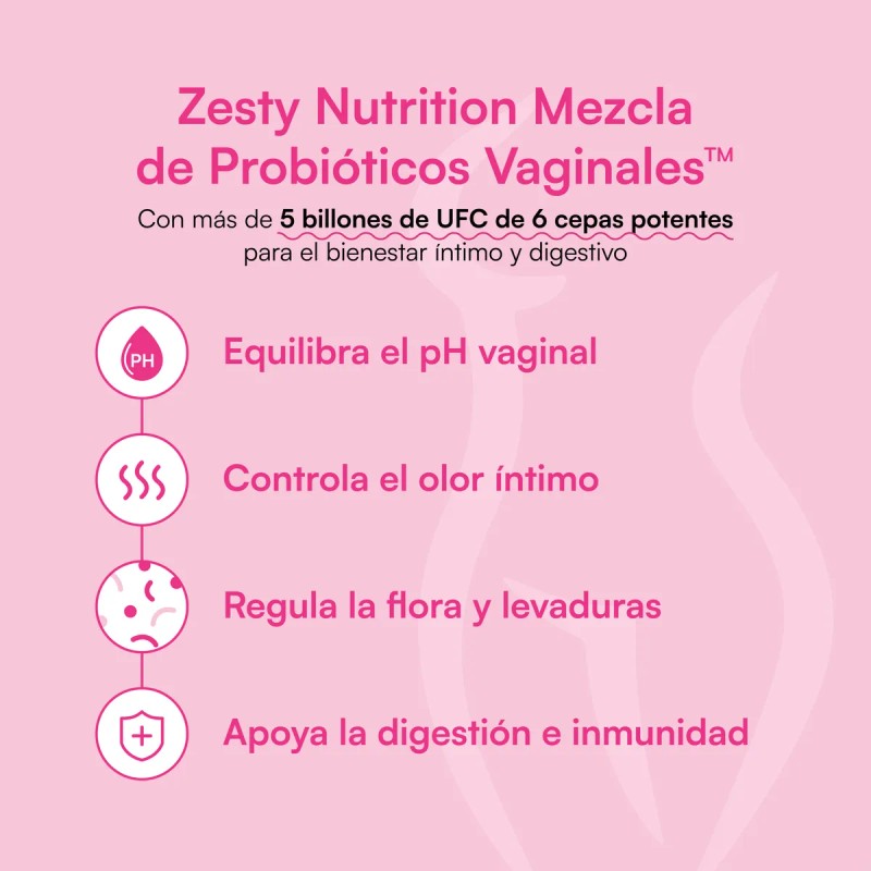 Zesty Probiticos Vaginales 30 Cpsulas Para Cuidado ntimo Sin Sabor