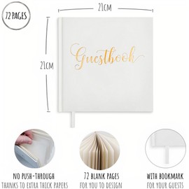 Plantvibes Wedding Guest Book + 164 Unique Wedding Stickers in German and English - 72 Pages Premium Thick Paper, It Does Not Press Through Vintage Style - Ideal for Weddings