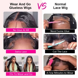 LRSICAL Wear and Go Glueless Wig Pre Cut Lace for Beginners Wigs Straight Lace Front Wigs Human Hair Upgraded No Glue 5x5 HD Lace Closure Wigs Human Hair Pre Plucked 180% Density 34 inch