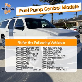 Niyako Fuel Pump Control Module Replacement# 601-132 20850907 20759945 25785013 Fit 2007-2009 Chevy, 2008-2009 Escalade GMC Saturn, 2009 Enclave