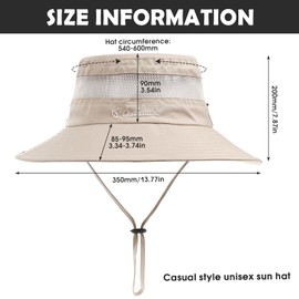 KFETFE Sun Hat Women's Fishing Hat Men 55-60 cm Foldable Fishing Hat Men Summer Hat Women UV Protection Safari Hat Bush Hat Hiking Hat Bucket Hat Men, beige, M