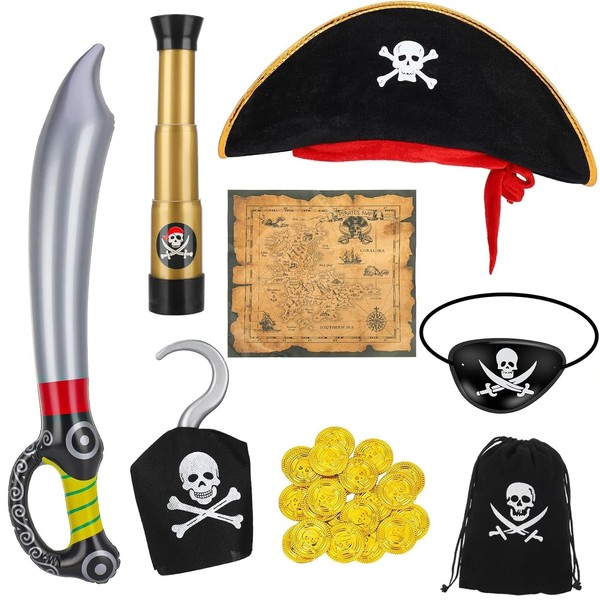 LATERN 8Pcs Pirate Costume Accessories, Pirate Fancy Dress Up Accessory