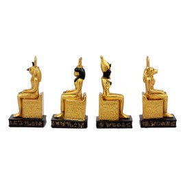 Ebros Gift Egyptian Gods Horus Osiris Sekhmet and Isis Seated On Thrones Figurine Set of 4 Decorative Miniatures 3.75" H