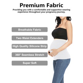 Yeshape Belly Bands for Pregnant Maternity Jeans Pregnancy Belly Support Band Maternity Pants Extender Black + White S