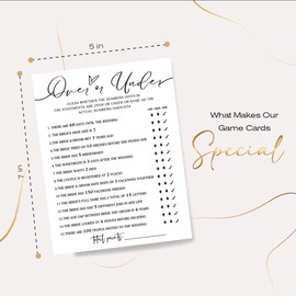 Wedding Shower Games Cards, Guess Over or Under, Bridal Shower Games 25 Guests, Engagement Party Wedding Games for Guests, Minimalist White Wedding Party Supplies - A13