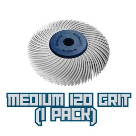 Dedeco Sunburst Radial Bristle Discs - 2" (50mm) Dia, TC Bristle, 6-Ply, 1/4" (6mm) Arbor, Precision Cleaning Buffer Polisher Rotary Tool Accessories, Medium 120 Grit, Aluminum Oxide - 1 Pack