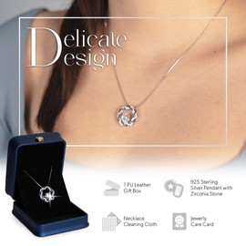 MANASSAA 5A Zirconia Circle Necklace – Rhodium-Plated Sterling Silver Gift for Her Wife Girlfriend or Mom on Anniversary Mother’s Day Valentine’s or Christmas, 2.54 cm x 2.54 cm, Cubic Zirconia, Cubic