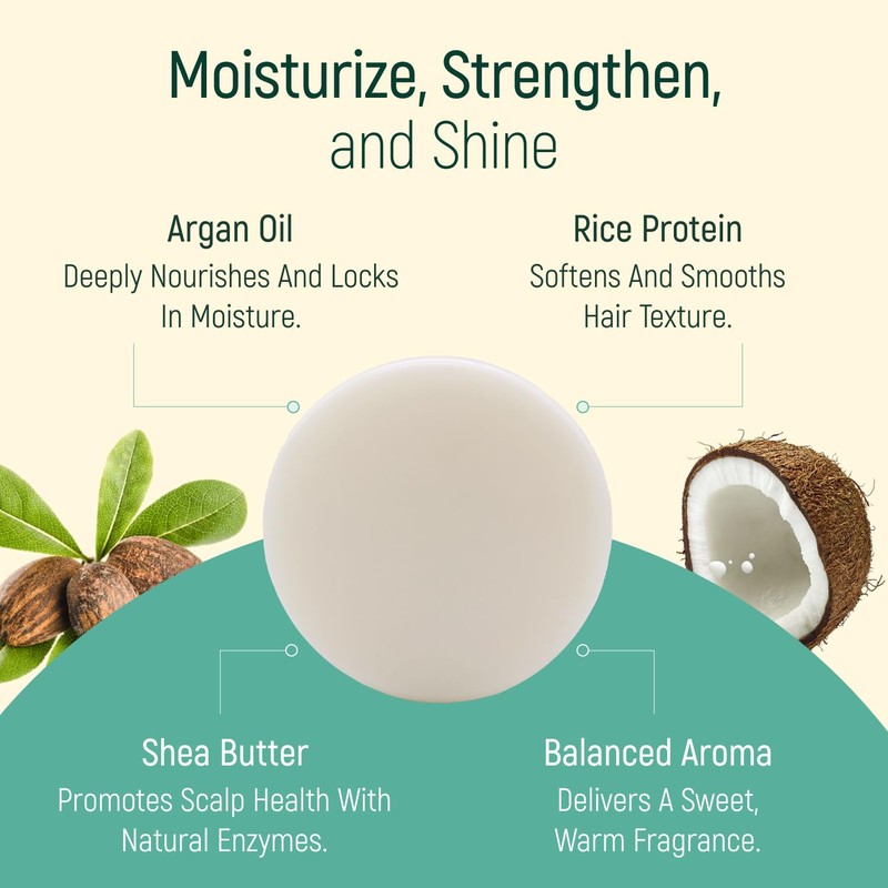 BAMBOEARTH Solid Rice Protein Water Conditioner Bar Hair Soap –