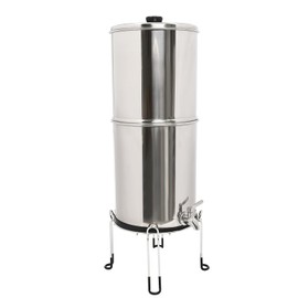 Gravity-fed Water Filter System, 2.25Gallon Stainless-Steel System with 2 Filters, Metal Water Level Spigot, and Stand