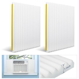 Flamorrow Window Air Conditioner Side Panels Kit, 17 x 12 x 1 inches Extra Thick Window AC Surround Insulation Panels Kit for Large Window AC Units Cover, 2 Pack, White