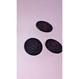 12 VINTAGE SHANK BUTTONS 7/8 inch ROUND BLACK COILED ROPEE BL14