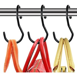 Baoswi 12 Pack Purse Hanger for Closet, Unique Twist Design Bags Hanger Hooks, Large Size Closet Rod Hooks for Hanging Purses, Handbags, Belts, Scarves, Hats,Clothes, Pans and Pots - Black