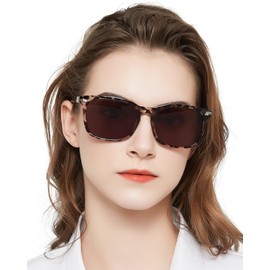 MARE AZZURO Reader Sunglasses 3.0 Women Outdoor Sun Reading Glasses 1.00 1.25 1.50 1.75 2.00 2.25 2.50 2.75 3.00 3.50 4.00 (Leopard/Brown Lens, 300)
