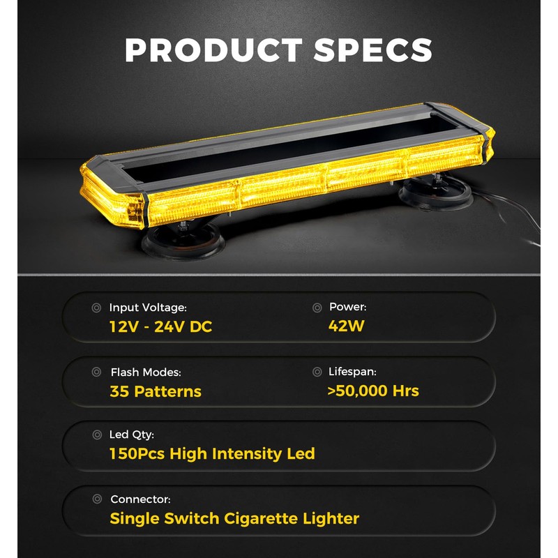 Xprite LED 150 Rooftop Emergency Strobe Light Bar w/Control Panel