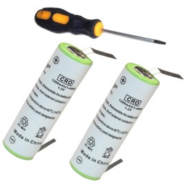 HQRP 2-Pack Batteries for Braun 5520 5525 5526 SmartControl Sportive Model 4875, 4876 Type 5742, Remington HC5750 BTE-AA-TX2 DA307 Shaver + Screwdriver and Coaster