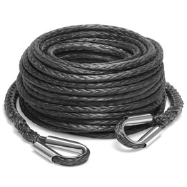 Kolvoii Winch Rope Extension 1/4 Inch x 50 Ft 10,000 Lbs, Synthetic Winch Extension Cable Line for Off Road Vehicle ATV UTV etc (Grey)