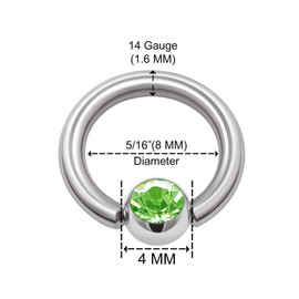 2 x Surgical Steel BCR 1.6 mm 14g Daith Eyebrow Earrings, Stainless Steel