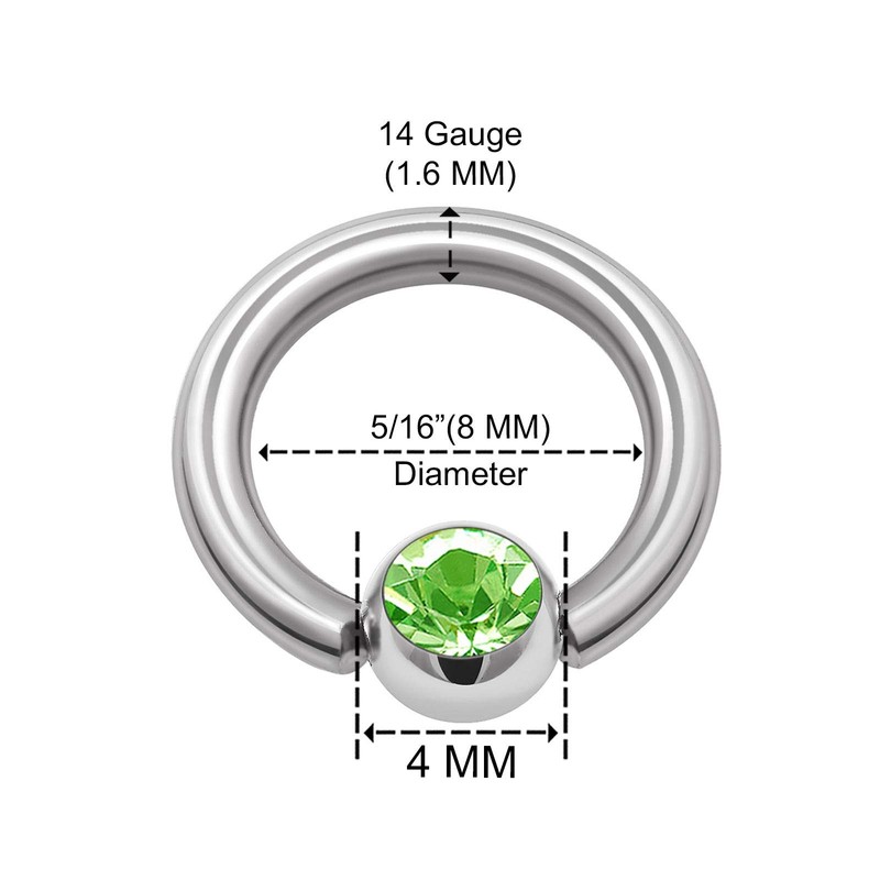 2 x Surgical Steel BCR 1.6 mm 14g Daith Eyebrow