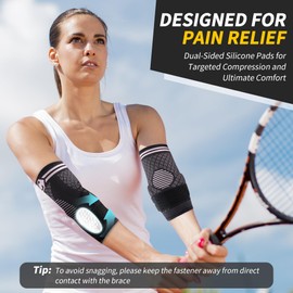 CAMBIVO 1 Pair Elbow Compression Sleeve with Removable Strap & Gel Pad for Men Women, Elbow Brace for Tendonitis and Tennis Elbow, Golfers Elbow Brace for Weightlifting, Arthritis, Workout, Joint Pain