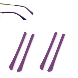2 Pairs Eyeglass End Tips Ear Sock Pieces Tube Eyewear Anti-Slip Silicone Comfort Replacement Tips Metal Eyeglass Legs (Purple)