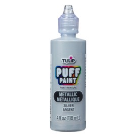 Tulip Puff Fabric Paint Metallic Finish , Permanent Craft Paint for Clothes, DIY Projects, Notoxic, 4 fl oz, Metallic Silver