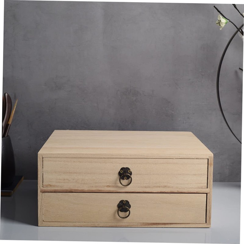 Cabilock Wooden Box Drawer Sundries Organizer Container Multipurpose Desktop Box