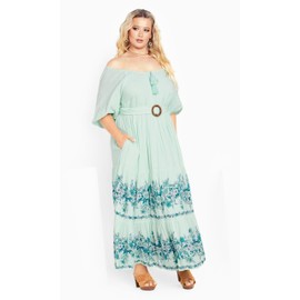 Aveology Women's Plus Size Angel Tiered Maxi Dress, Mint Summer BRD