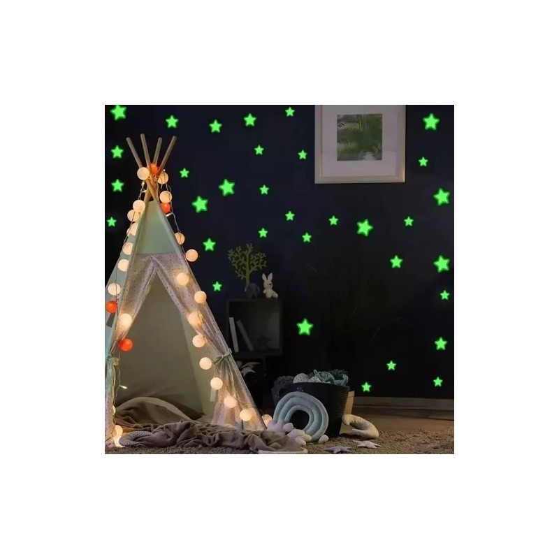ML Paquete 100 Estrellas Fluorescentes Fosforescente Adorno
