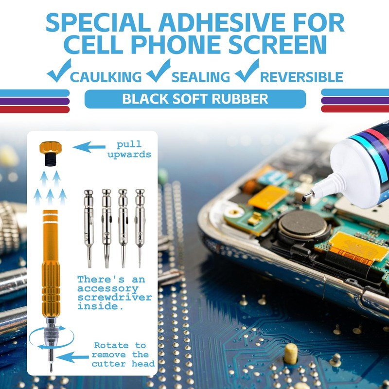 Phone Glue, Screen Repair Adhesive with Repair Tools for Electronic
