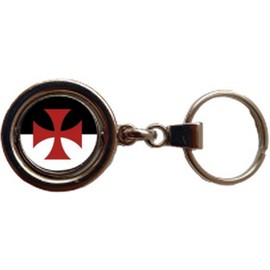 PJ4U Crusades knights Templar Spinning Double Sided Metal Keyring And Velvet Gift Bag