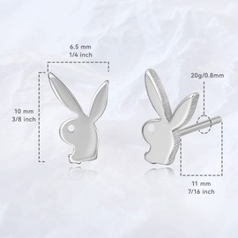 Limerencia Hypoallergenic G23 Pure Titanium Earrings, Safe for Sensitive Earrings, Cute Animal Silhouettes, F136 Implant Grade Titanium for Female (Bunny, Titanium)