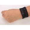 Angel Jewelry Women's Multilayer Crystal Stretch Bracelet 2 Row (black)