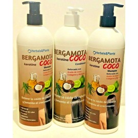 Bergamot 2X Shampoo+ 1 CONDITIONER=3 BOTTLE w/ Coconut Oil Collagen & Rosemary