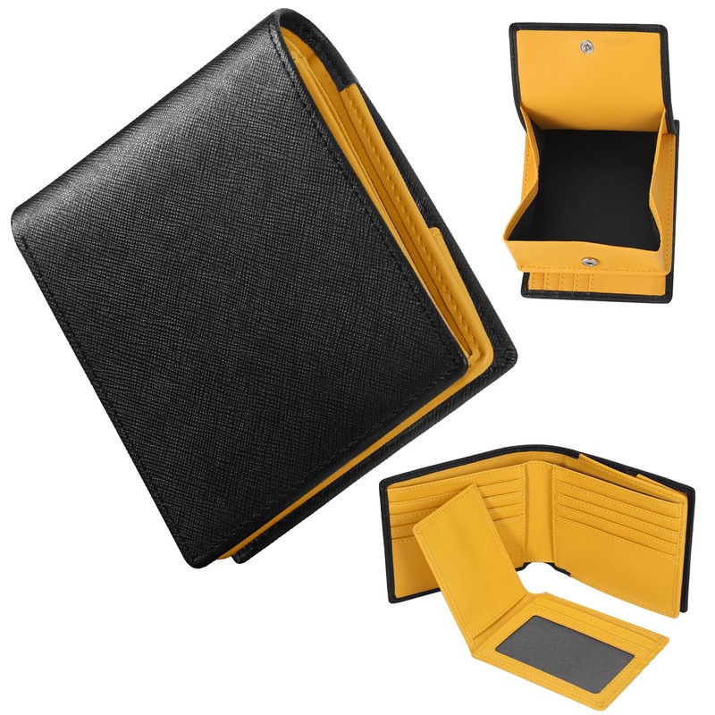 GSG 22098/24015 Men's Bi-fold Wallet, Genuine Leather, Box-Shaped Coin Purse,