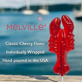 Melville Candy Classic Cherry-Flavored Red Lobster Lollipops – Handcrafted Hard Candy Party Favors – Coastal Wedding Gift or Nostalgic New England Souvenir Individually-Wrapped (5-count, Lobsters)