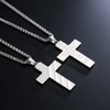 DuoDiner Silver Cross Necklace for Boys Men Pendant Chain Stainless
