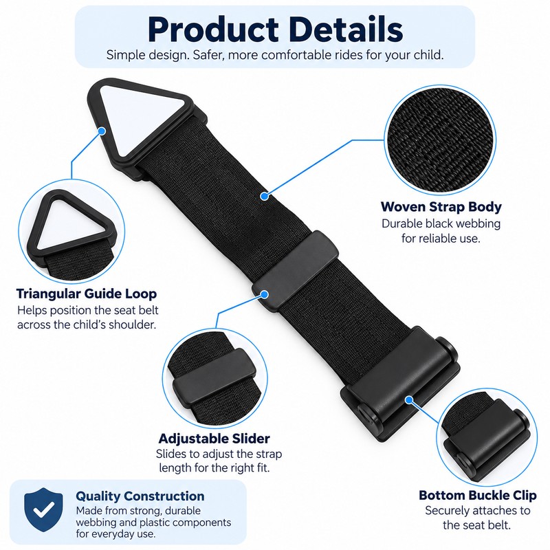 Seat Belt Shoulder Positioning Clip – Adjustable Comfort Accessory for