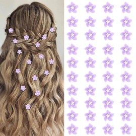 YISSION 40 Pcs Purple Mini Flower Hair Clips Cute Hair Pins Small Floral Hair Clips Lily Flower Clips for Hair Wedding Hair Barrettes Bridal Hair Accessories for Girls Women