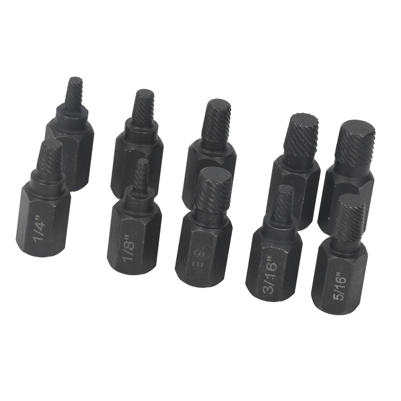 10Pcs Broken Screw Extractor Set 1/4 7/32 3/16 5/32 1/8