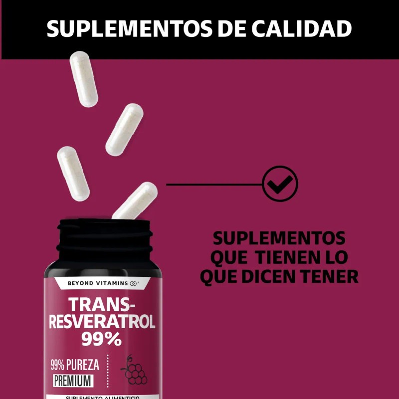 Trans - Resveratrol Capsulas 99% Con Calcio | Alta Concentración