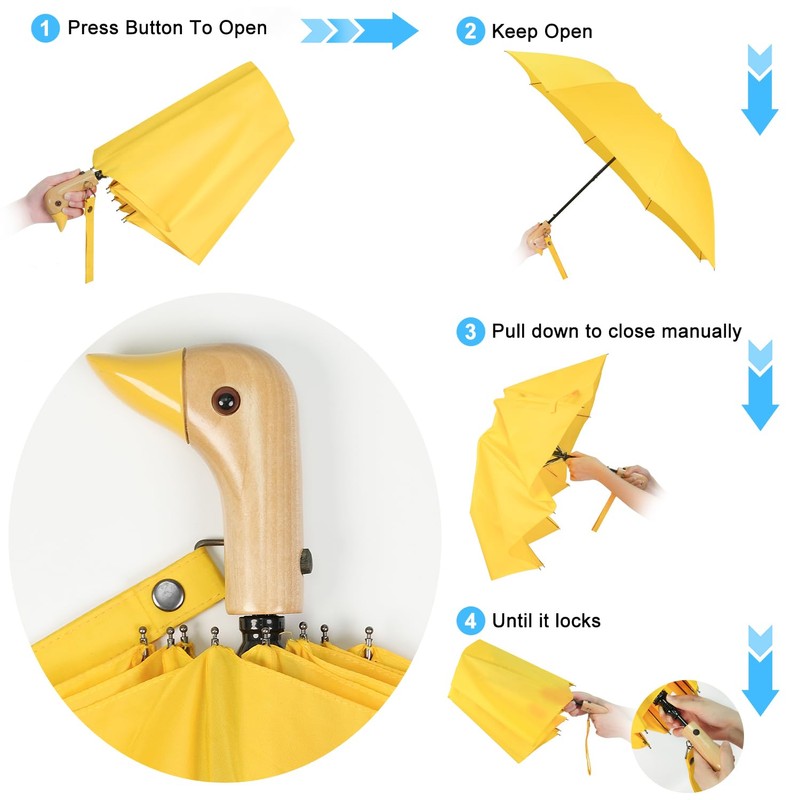 Natuquebrela Portable Duck Umbrella for Travel - Cute Collapsible Compact