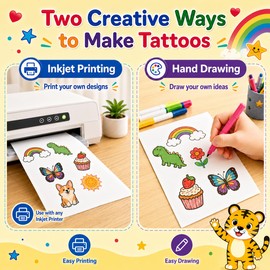 Hem Dgpsy Temporary Tattoo Paper 8.5" x 11", 7 Sheets for Inkjet Printer