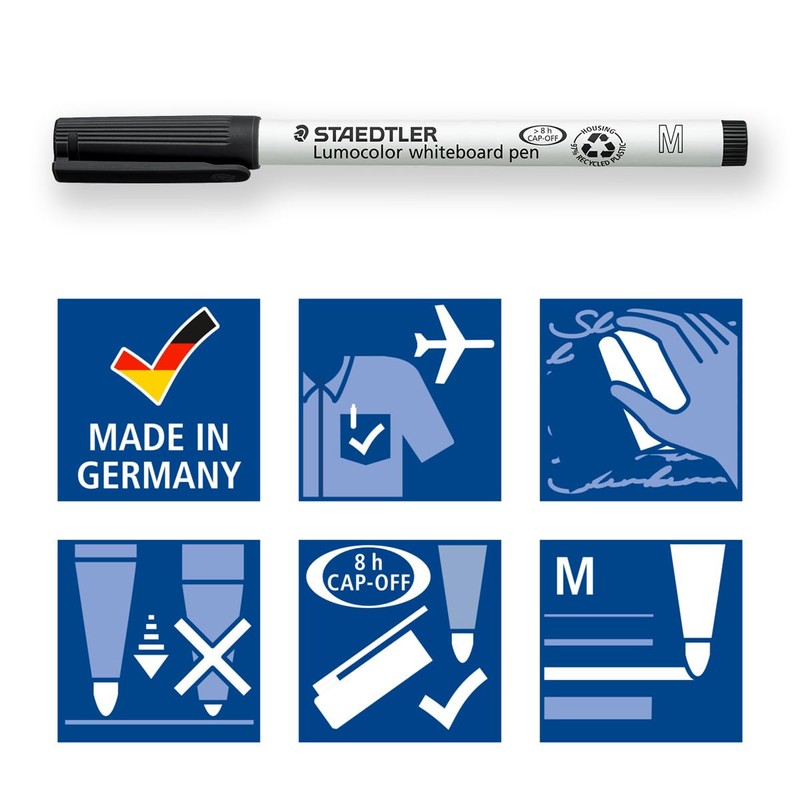 STAEDTLER 301-9 Lumocolor Whiteboard Marker Pen, 1mm Line Width -