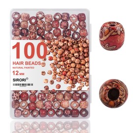 100pcs 12mm Hair Beads for Women Wooden Beads for Crafts Wood Hair Beads for Braids Beads for Hair Natural Painted (100pcs 12mm)