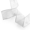 ALTIER 2.5 Inch x 40 Yards Silver Metallic Wired Ribbon