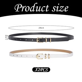 LSYYSL 2 Pieces Solid Color Thin Belts, Decorative Belts For Dresses, Clothing Accessories, Fashionable Simple Belts, Pu Leather Belts